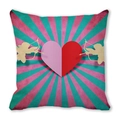 Peach skin Valentine pillowcase featuring a pink heart and Cupid silhouettes design - 18x18 Inch / Cupid And Pink Heart (3)