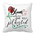 White peach skin pillowcase with red rose heart and Bloom where you are planted print - Red Rose Heart Inspirational Style (30) / 18x18 Inch