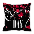 Square Valentine's Day peach skin pillowcase with red 3D hearts on black background - Black Base Red 3D Heart Valentine (7) / 18x18 Inch