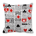 Housse de coussin en peau de pêche carrée avec imprimé journal rétro et motif LOVE cœur - Journal Vintage Poker LOVE (5)