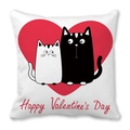 Valentine's Day peach skin pillowcase with cute cartoon cats and heart pattern - Cat Couple Big Red Heart (5)