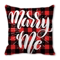 Red and black buffalo plaid peach skin pillow cover with white Marry Me script - 45cmx45cm / Marry Me(17)