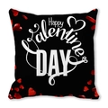 Valentine's Day pillowcase in black peach skin with 3D red hearts and Happy Valentine's Day - Black Base Artistic Happy Valentine (10) / 18x18 Inch
