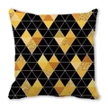 Modern black throw pillow case with yellow and gold geometric triangles pattern - 45x45cm / Black Gold Geometric Triangles (6)