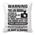 Warning Photography Is Not A Crime print white peach skin square pillow cover - Photography Not A Crime (13)