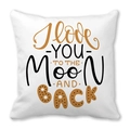 Μαξιλαροθήκη peach skin με τύπωμα I Love You To The Moon And Back σε καφέ καλλιτεχνική γραμματοσειρά - Στυλ Μικτής Γραμματοσειράς Love to the Moon (3) / 45x45 cm