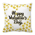 Peach skin pillowcase featuring golden polka dots and Happy Valentine's Day script - Golden Confetti Background Happy Valentine's Day Text (Style 24)