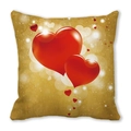 Peach skin pillowcase featuring double red hearts on a golden bokeh background texture - 45x45cm / Gold Brown Texture Double Red Hearts (7)