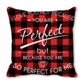 Red and black buffalo plaid cushion cover with artistic white Valentine's typography - Romantic Quote (2)
