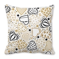 Square peach skin pillowcase with black and gold heart patterns on a white background - Black and Gold Decorative Heart Style (27)