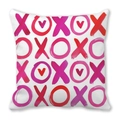 Federa in pelle di pesca con motivo XOXO acquerello e cuori rossi per San Valentino - 45cmx45cm / Stile XOXO Acquerello Bianco
