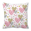 Modern white square pillowcase with geometric heart patterns in pink, gold and grey - Geometric Artistic Heart Style (28)
