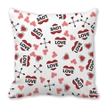 White peach skin pillowcase with red hearts, arrows and LOVE text for Valentine Decor - Black Arrows and LOVE Heart Style (30)