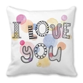 White square pillowcase with watercolor dots and textured I LOVE YOU artistic print - Watercolor Dots I Love You (28)