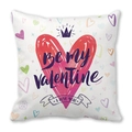 White Valentine pillow cover with watercolor red heart, purple crown and Be My Valentine text - Crown Heart Be My Valentine (29)