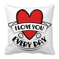 White linen pillowcase with red heart and I LOVE YOU EVERY DAY printed text - Red Heart Every Day I Love You (30)