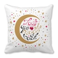 White peach skin pillowcase with golden crescent moon and Love you to the moon and back text - Golden Moon Romantic Style (5) / 18x18 Inch