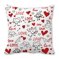 Housse de coussin en peau de pêche avec gribouillis de cœur et texte LOVE - Doodle de la Saint-Valentin Dessiné à la Main (10)