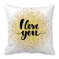 White heart peach skin pillowcase with gold dots and I Love You artistic lettering - Gold Polka Dot Background I Love You (Style 26)