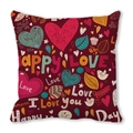 Valentine's Day peach skin pillowcase with red doodle hearts and love theme - 45x45cm / Wine Red Hand Drawn Graffiti (9)