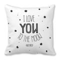 Peach skin pillowcase featuring black 'I love you to the moon and back' lettering - Black Star Minimalist Style (6) / 18x18 Inch