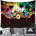 Colorful music speaker and palm tree wall tapestry hung above a modern sofa - 100x70cm / Music Tropical Style (2)