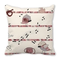 Taie d'oreiller carrée crème en peau de pêche avec oiseaux musicaux et notes de musique - Oiseaux Musicaux de Dessin Animé (11)