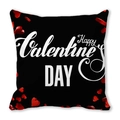 Happy Valentine's Day peach skin pillowcase with 3D red hearts on a black background - Black Base Around Red Hearts Happy Valentine (14) / 18x18 Inch