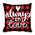 Red and black buffalo plaid peach skin pillowcase with white always IN LOVE print - 45cmx45cm / Always In Love Heart Arrow(21)