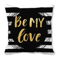 Striped peach skin cushion cover with Be MY love gold print for Valentine's Day decor - Black and White Stripe Modern Style (8) / 18x18 Inch