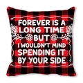 Red and black buffalo plaid pillow cover with Forever Is A Long Time white printed text - Forever is a Long Time (14)