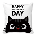 Happy Valentine's Day peach skin pillowcase featuring a cute black cat illustration - Large Black Cat Illustration (13)