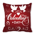 Housse de coussin rouge Saint-Valentin en peau de pêche avec texte I Love You et colombes - Cœur de Colombe Rouge (13)