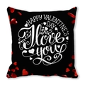Black peach skin square pillowcase with red 3D hearts for Valentine's Day decor - Black Base Red Heart I love you (16) / 18x18 Inch