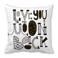 Square peach skin pillowcase with 'Love you to the moon and back' romantic script design - White Base Black Text Style (9) / 18x18 Inch