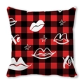 Red and black buffalo plaid pillowcase with white lips and XOXO pattern for Valentine - Red Lips Hug (6)