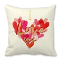Federa in pelle di pesca con scritta I Love us e cuori rossi per San Valentino decorazione - 45cmx45cm / Stile Lettera Beige I Love Us