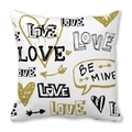 Quadratischer Pfirsichhaut-Kissenbezug mit schwarz-goldenen LOVE und BE MINE Mustern - Be Mine Schwarz Gold Graffiti (4)