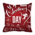 Housse de coussin carrée rouge avec imprimé blanc Happy Valentine's Day Cupidon - Cupidon Festif Rouge (14)