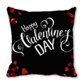 Black peach skin pillowcase with Happy Valentine's Day text and red 3D hearts decoration - Black Base Simple Happy Valentine (17) / 18x18 Inch