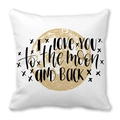 White peach skin pillowcase with gold moon and I Love You To The Moon And Back print - Black Text Golden Moon Simple Style (10) / 18x18 Inch