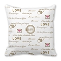 Square peach skin pillowcase featuring vintage romantic script and multi-language love motifs - Multilingual Romantic Words Vintage Style (5)