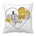 White peach skin pillow case with I LOVE YOU heart design and glitter texture - Black Dotted Heart Frame and I Love You (Style 1)
