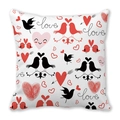 Taie d'oreiller en peau de pêche avec oiseaux amoureux de la Saint-Valentin et motif cœurs - Oiseaux de Cœur sur Fond Blanc (15)