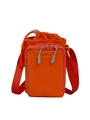 Mini orange canvas crossbody bag with drawstring closure and front zipper pocket - Orange