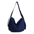 Navy blue minimalist hobo crossbody bag with wide adjustable strap and zipper - Blue