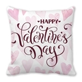 Square Valentine's Day pillow cover with pink watercolor hearts and Happy Valentine's Day text - Full Print Pink Watercolor Hearts (6)