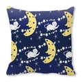 Funda de cojín azul de piel de melocotón con diseño de ratón y luna de queso infantil - 45x45 cm / Ratón Azul Oscuro Y Luna De Queso (14)