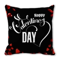 Black Valentine's Day pillowcase with white Happy Valentine's Day text and red hearts - Black Base Red Heart Artistic Happy Valentine (19) / 18x18 Inch