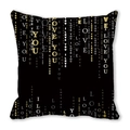 Housse de coussin noire avec texte I LOVE YOU vertical et détails dorés élégants - Texte de Cœur Or Noir (16)